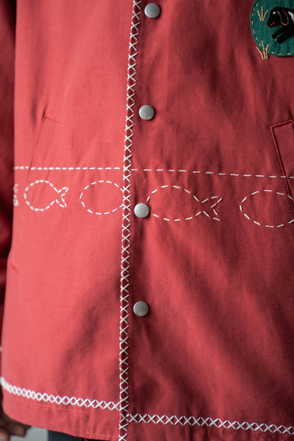 Cross-stitch coach jacket