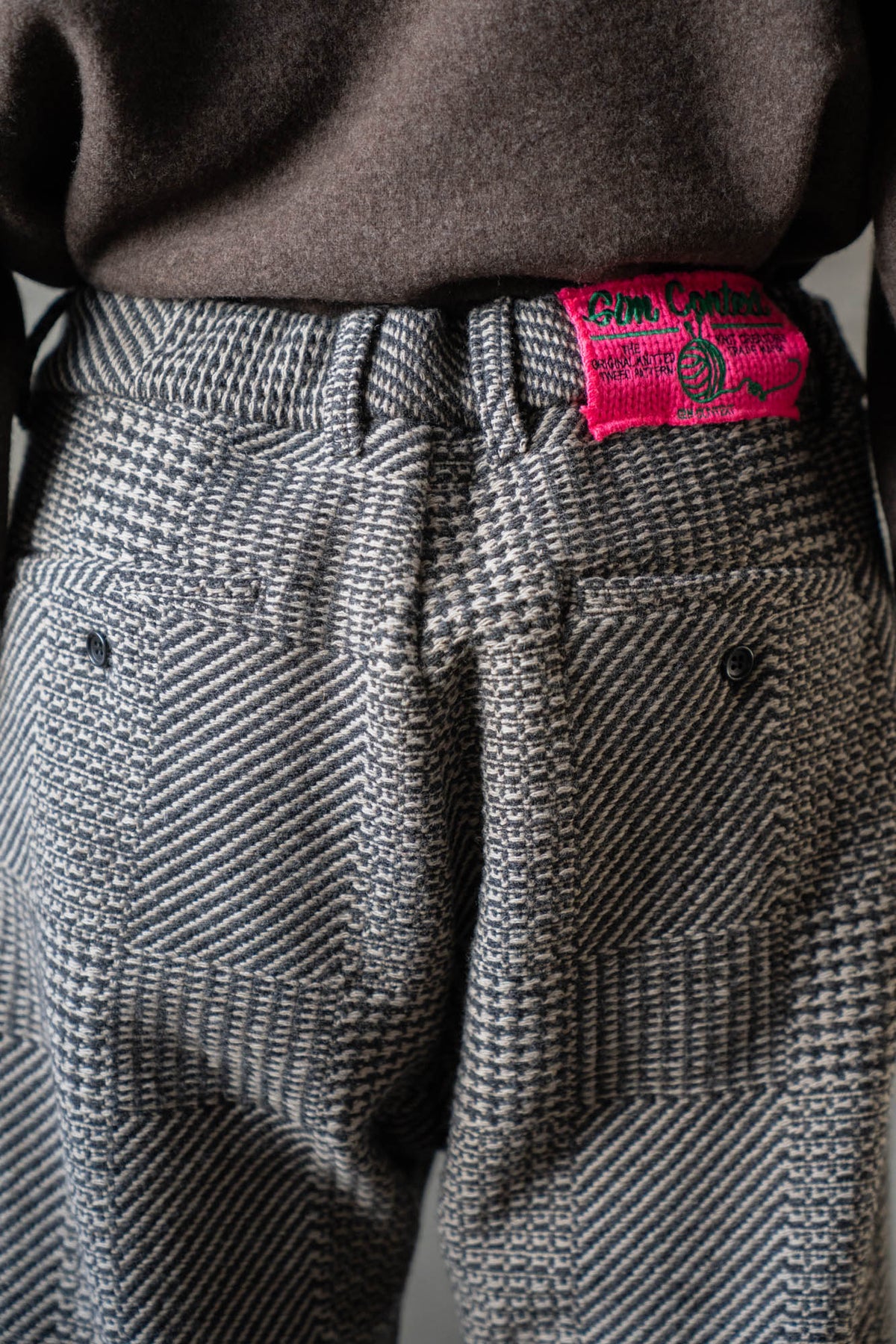 Knitted Tweed Check Trousers