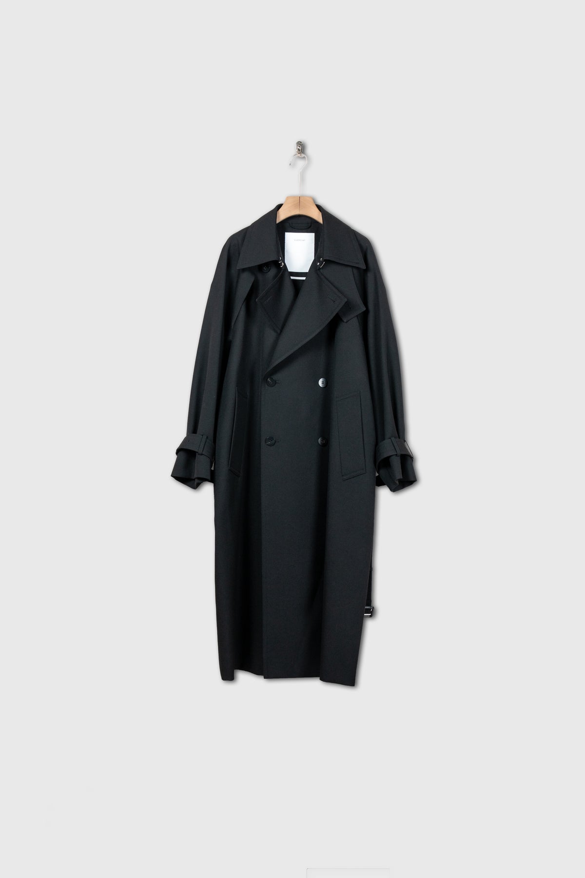 Wool Gabardine Trench Coat In Black