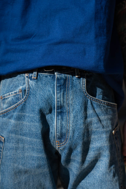 3D Cutting Denim Pants