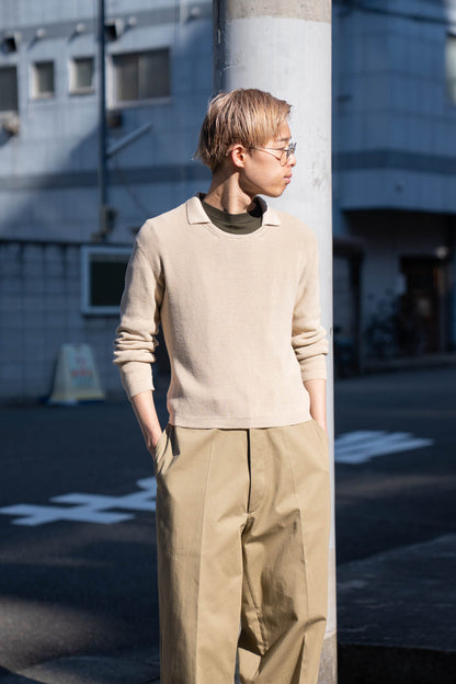 Roll Up Patched Knit in Marcerized Cotton