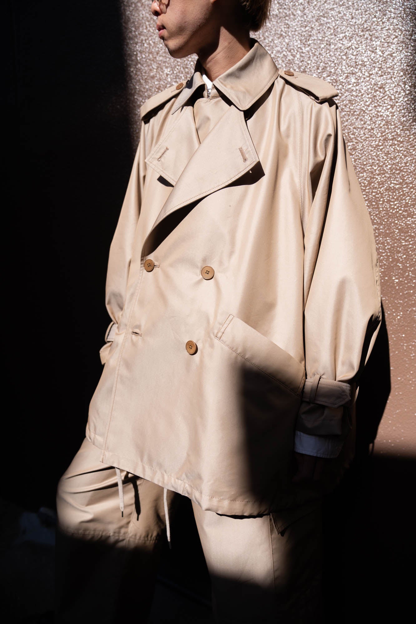 Giza cotton short trench coat