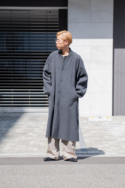 Wool melton double face rever stadium coat