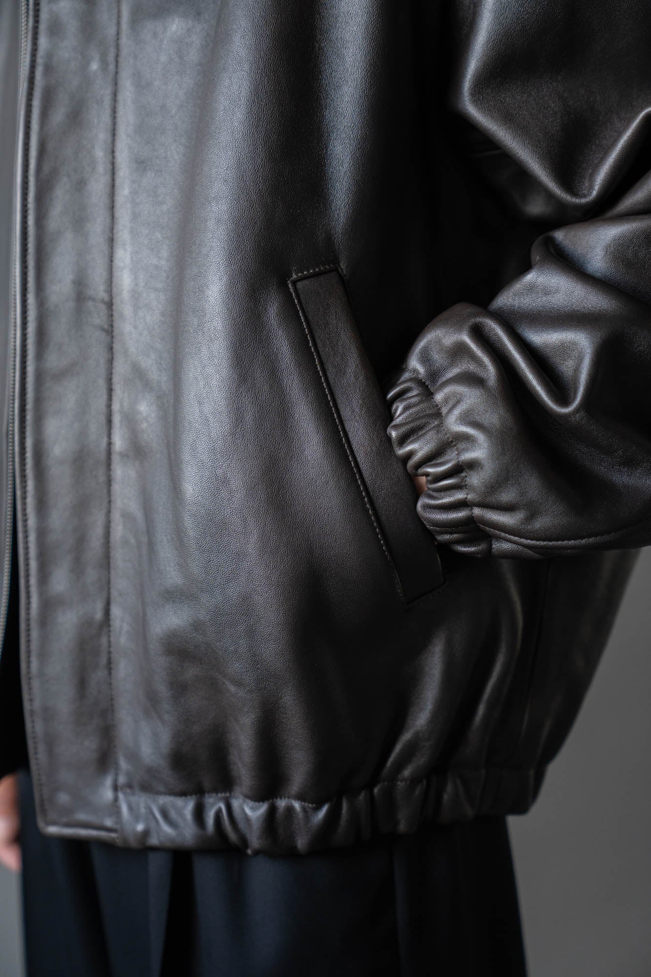 SHEEP LEATHER ZIP SHORT JACKET(ST.1555)