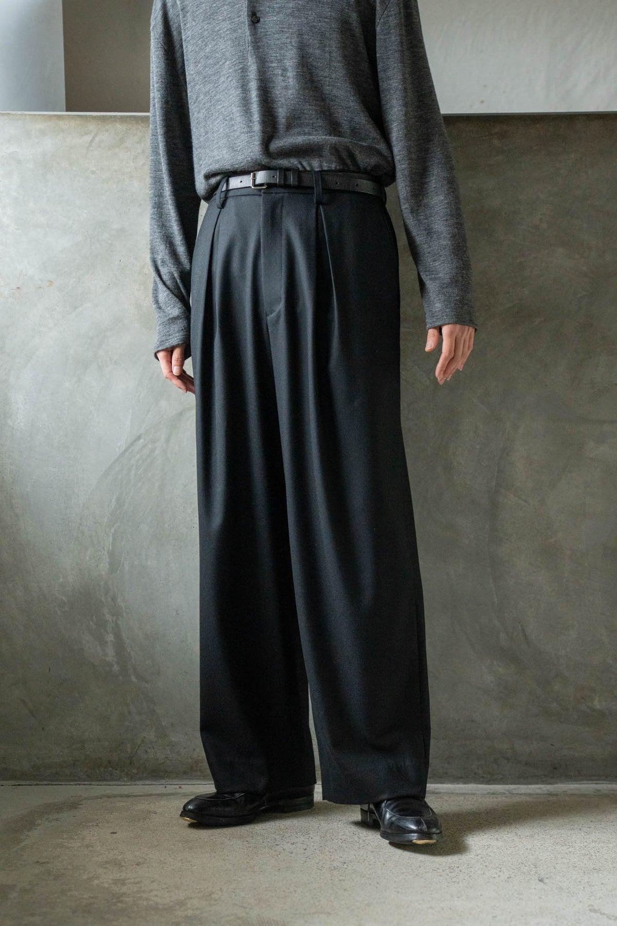 WOOL FLANNEL EASY WIDE TROUSERS(ST.1609)