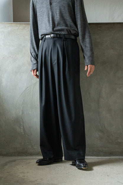 WOOL FLANNEL EASY WIDE TROUSERS(ST.1609)