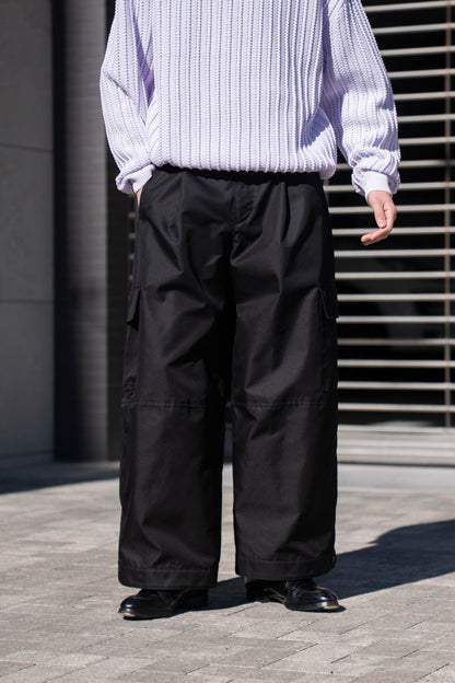 Giza cotton cargo tuck pants