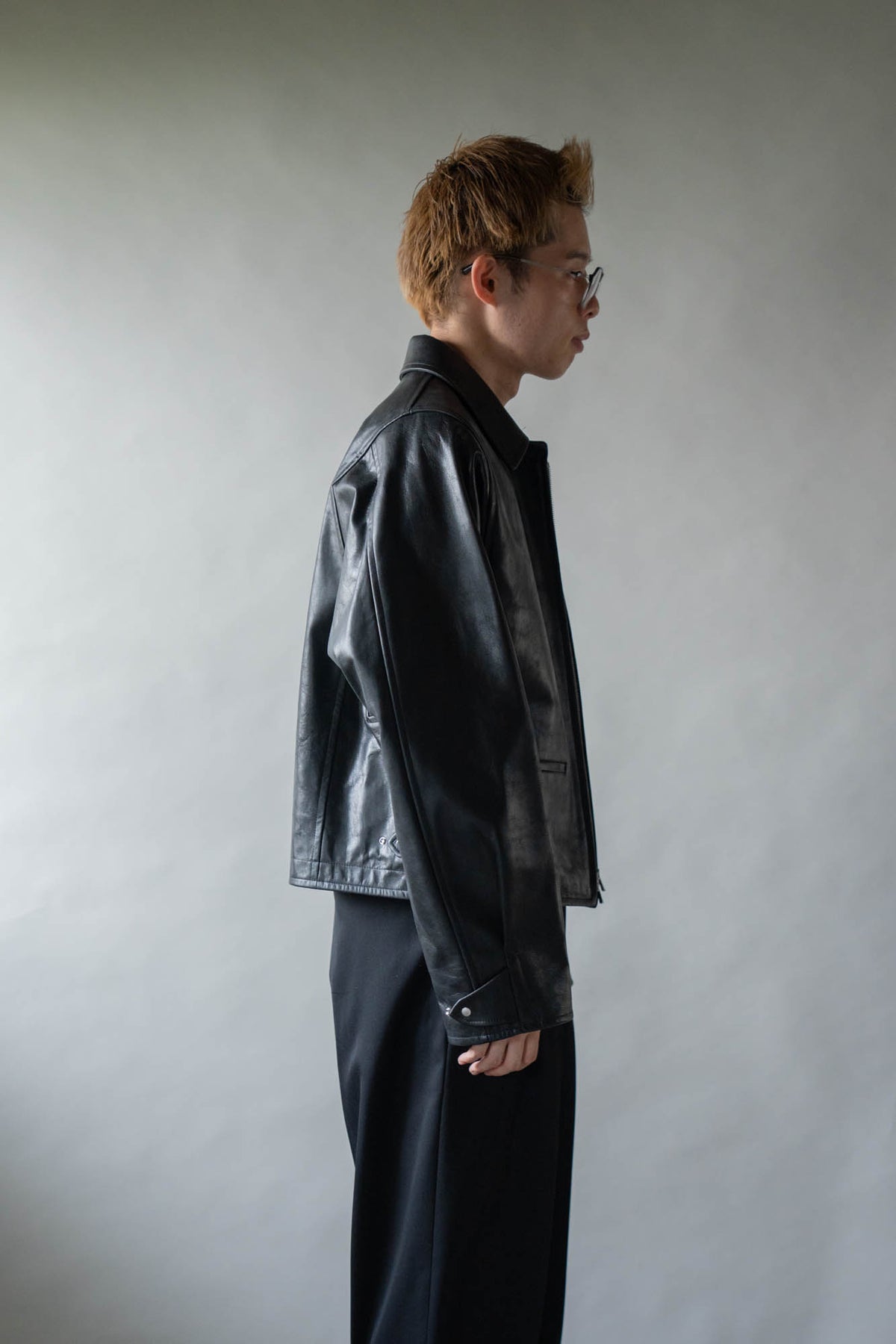 MODIFIED-SLEEVE LEATHER MOTOR JACKET