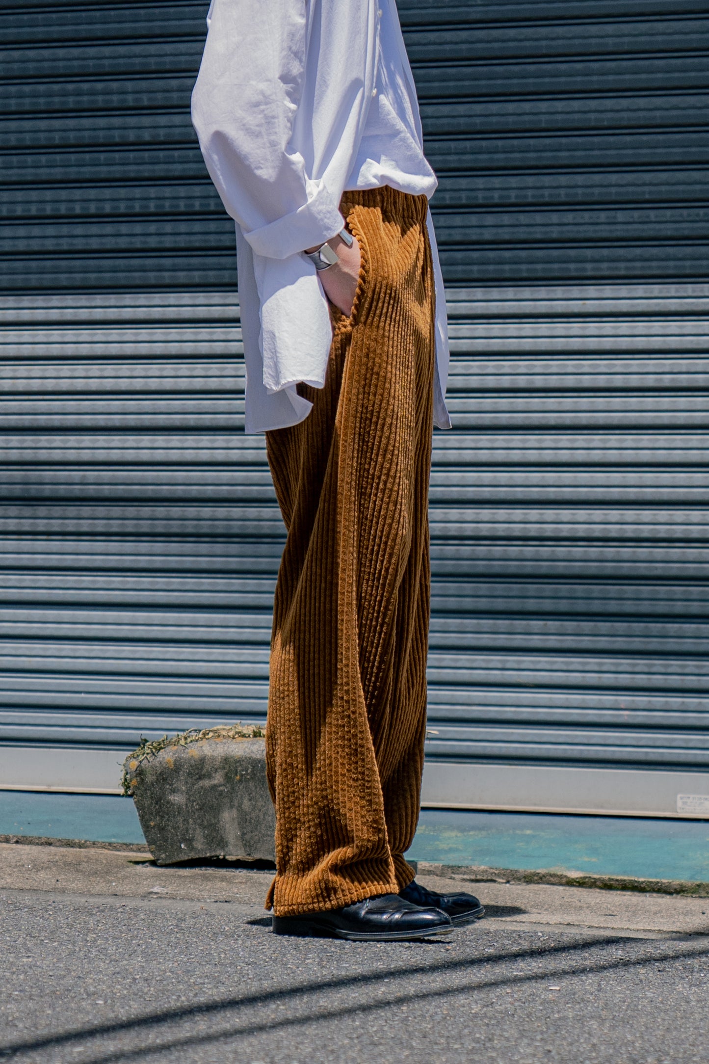 Cotton Corduroy Wide-leg Drawstring Trouser