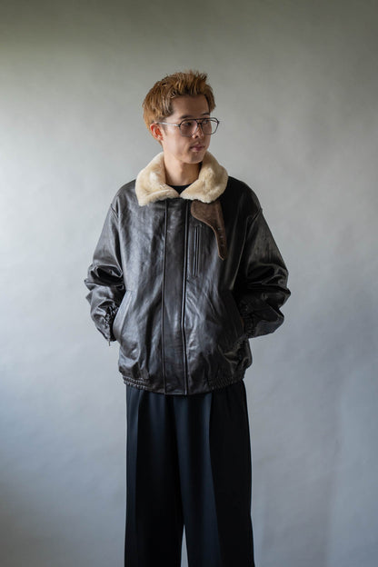 MOUTON COLLAR CALF ZIP JACKET(ST.1549)