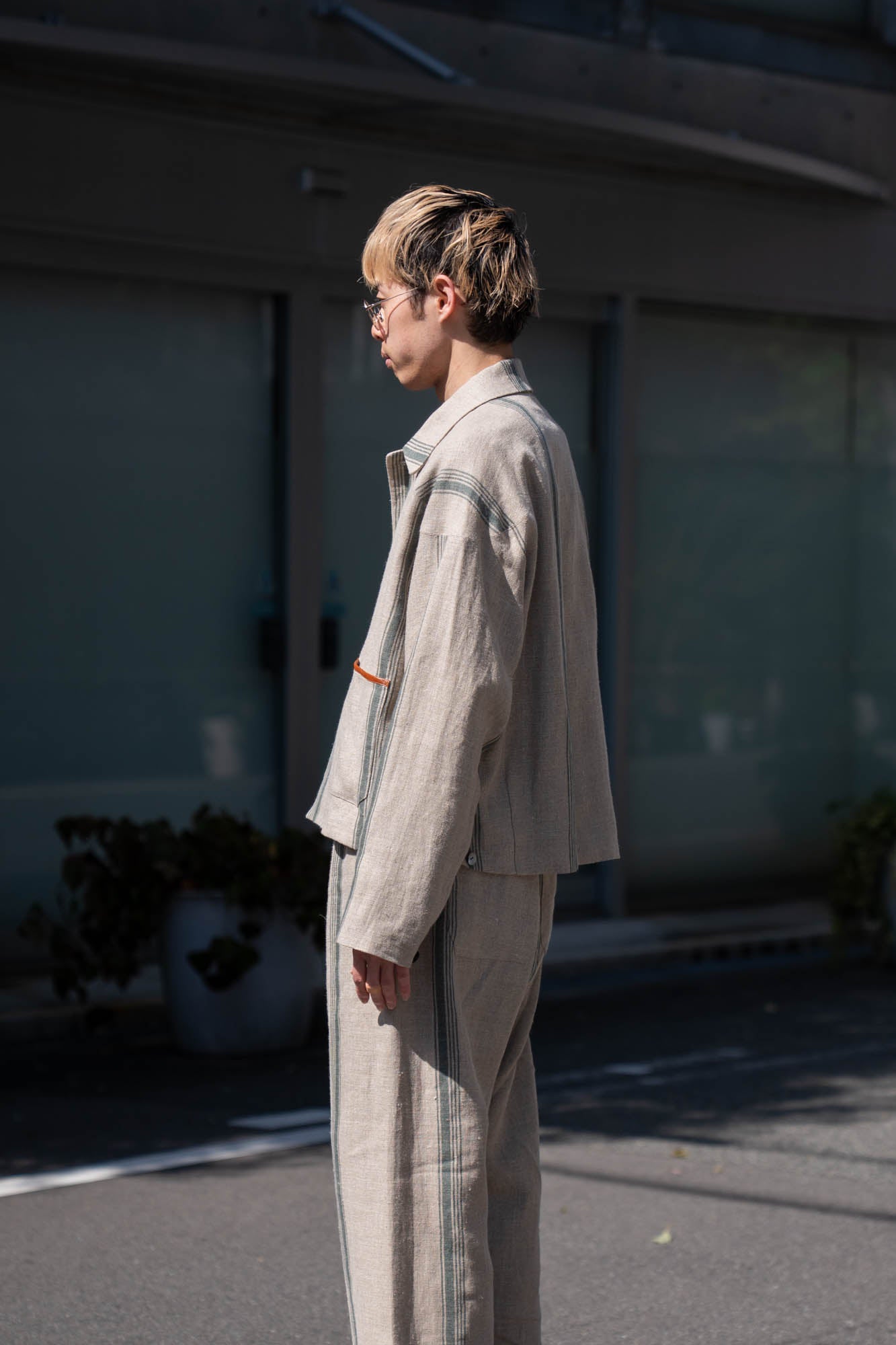 FLLOWER SAK LINEN STRIPE JACKET