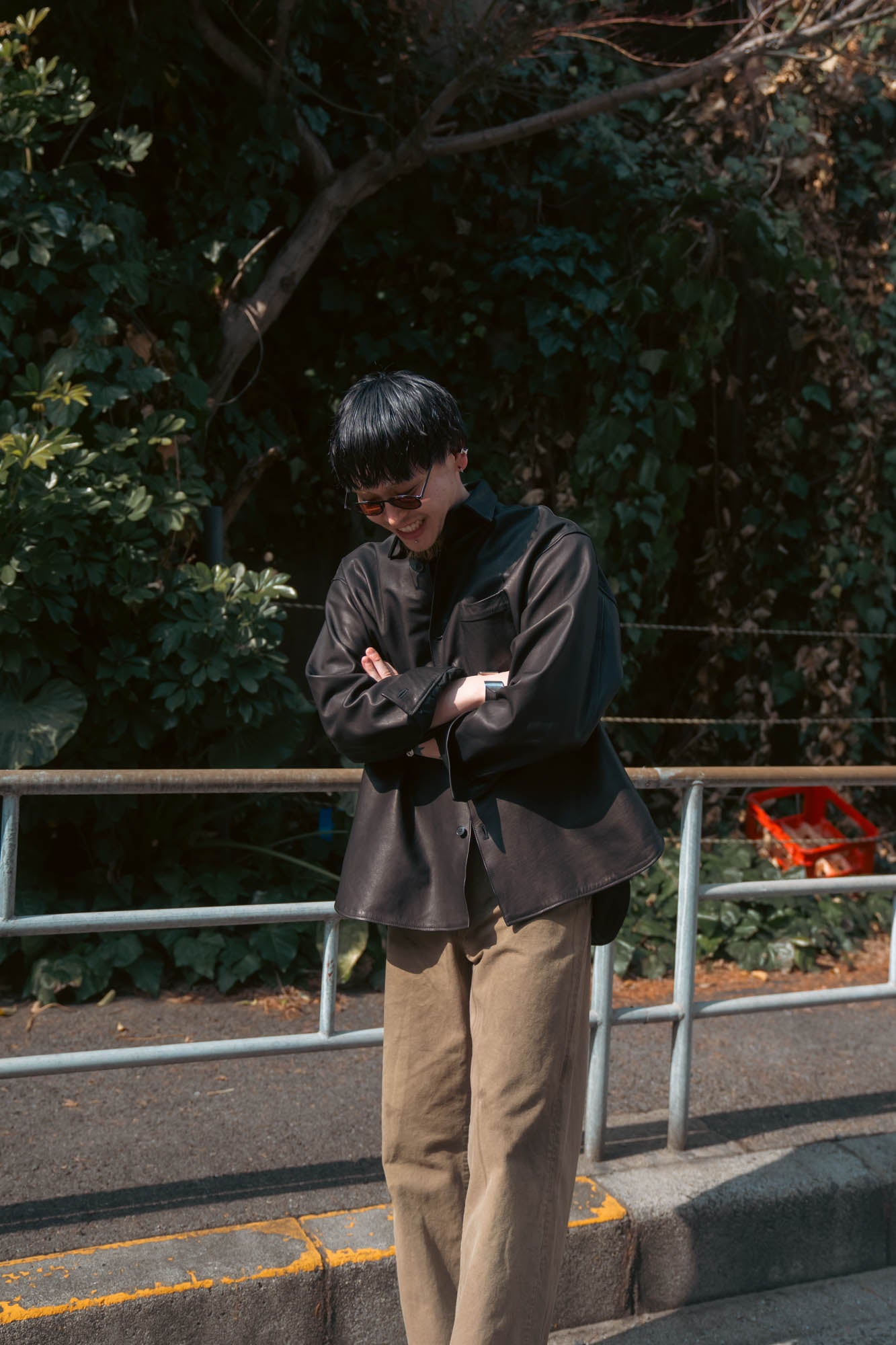 SULFUR DYED OXFORD VINTAGE WIDE PANTS(ST.1395)