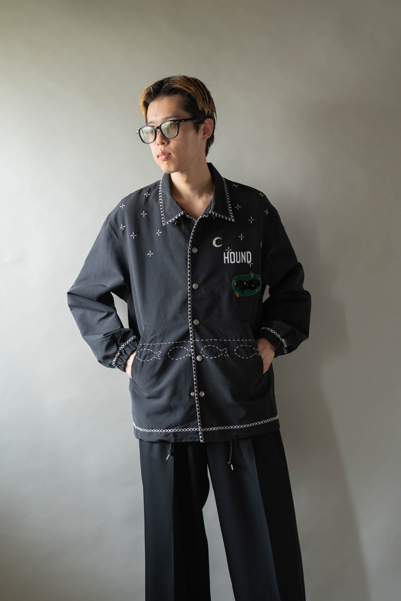 Cross-stitch coach jacket