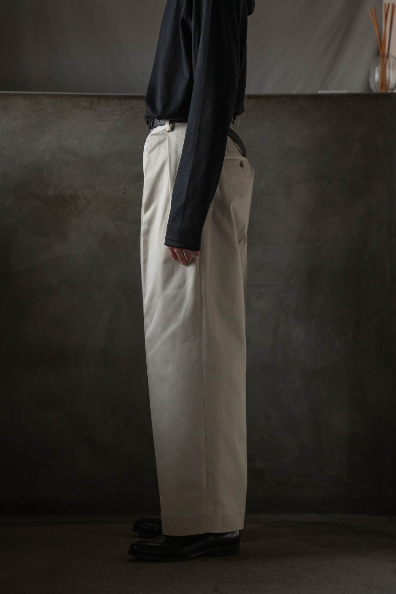 COTTON GABA 2TUCK WIDE SLACKS