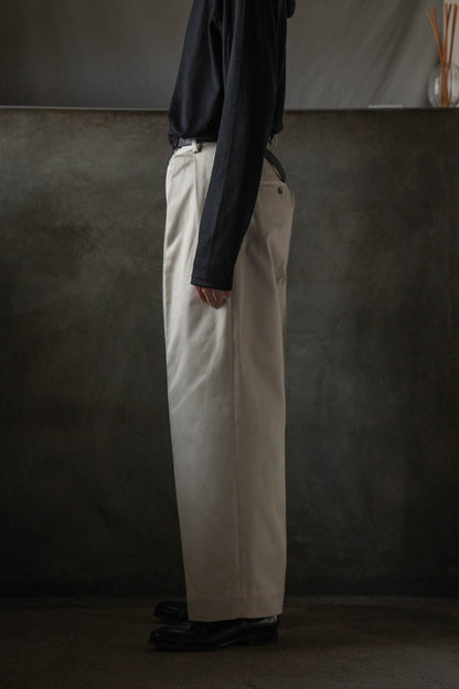COTTON GABA 2TUCK WIDE SLACKS