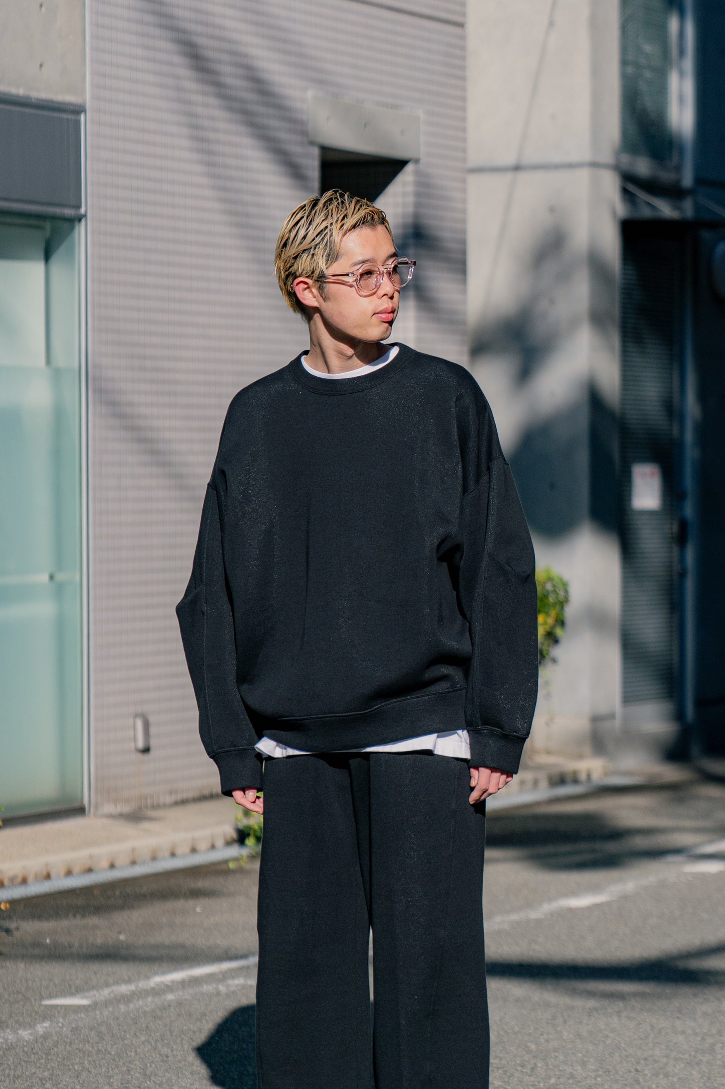 COTTON DOUBLE KNIT TUCKED CREW NECK LS (ST.1118)