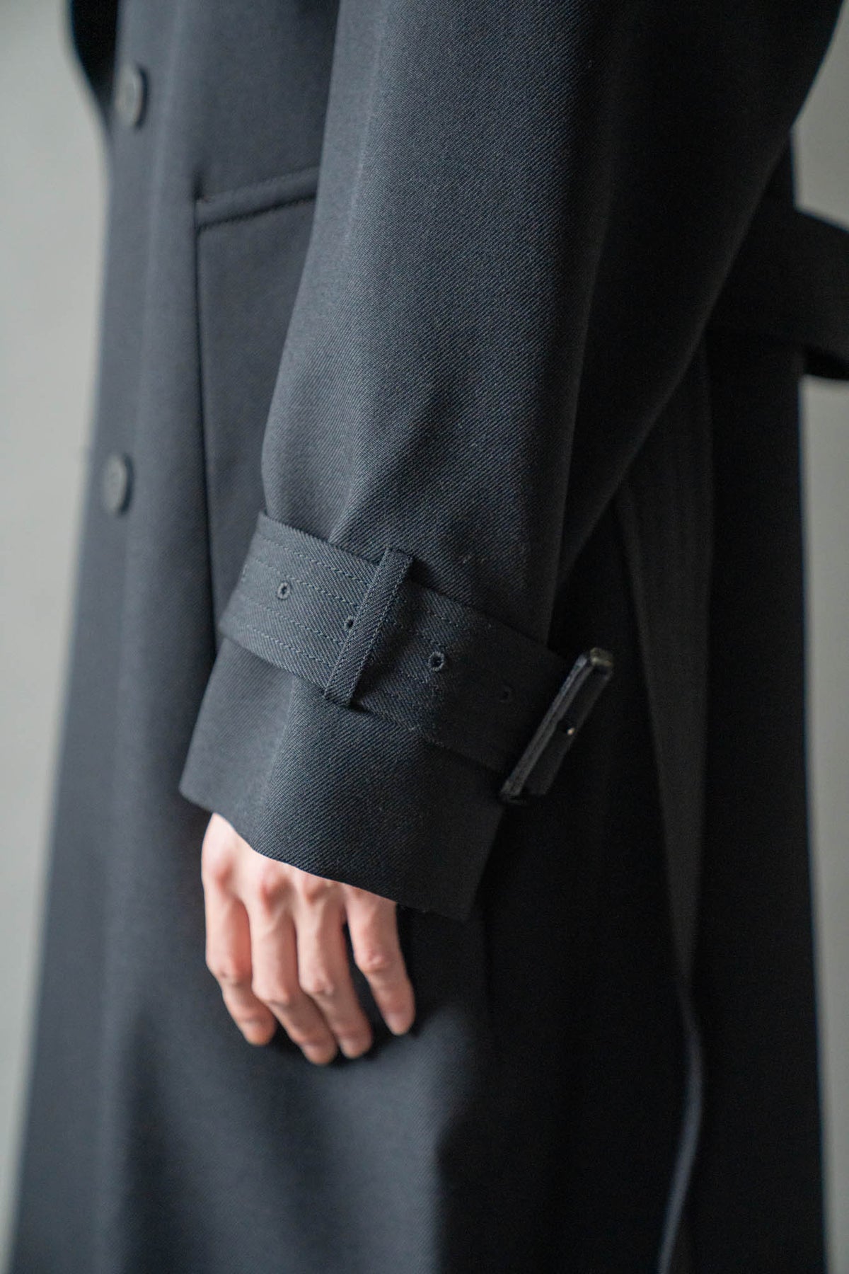 Wool Gabardine Trench Coat In Black