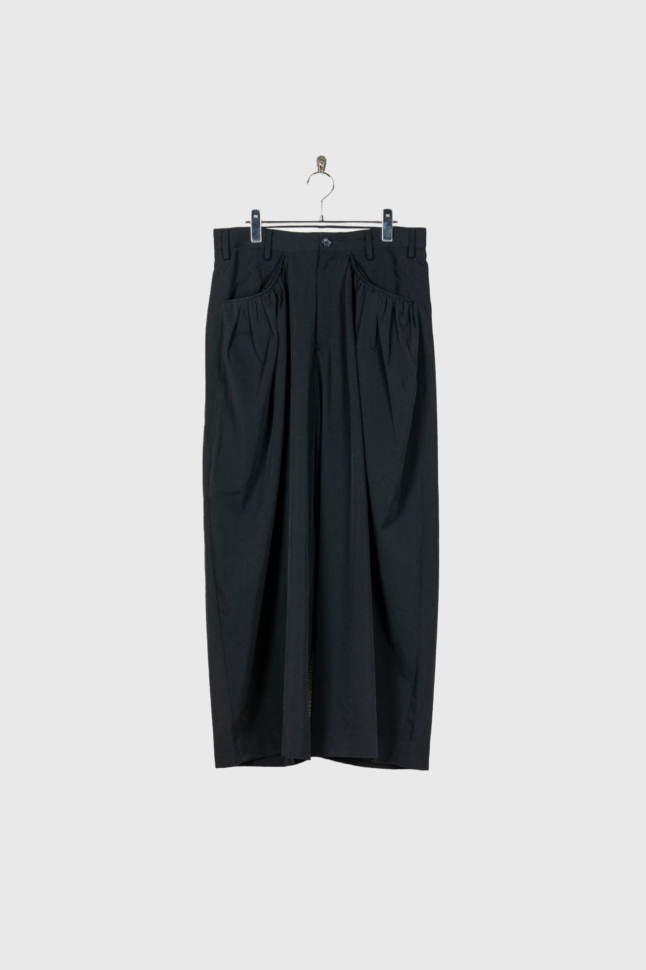 Gather-detail wool gabardine pants