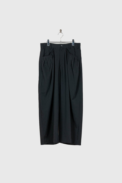 Gather-detail wool gabardine pants