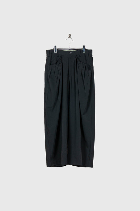 Gather-detail wool gabardine pants