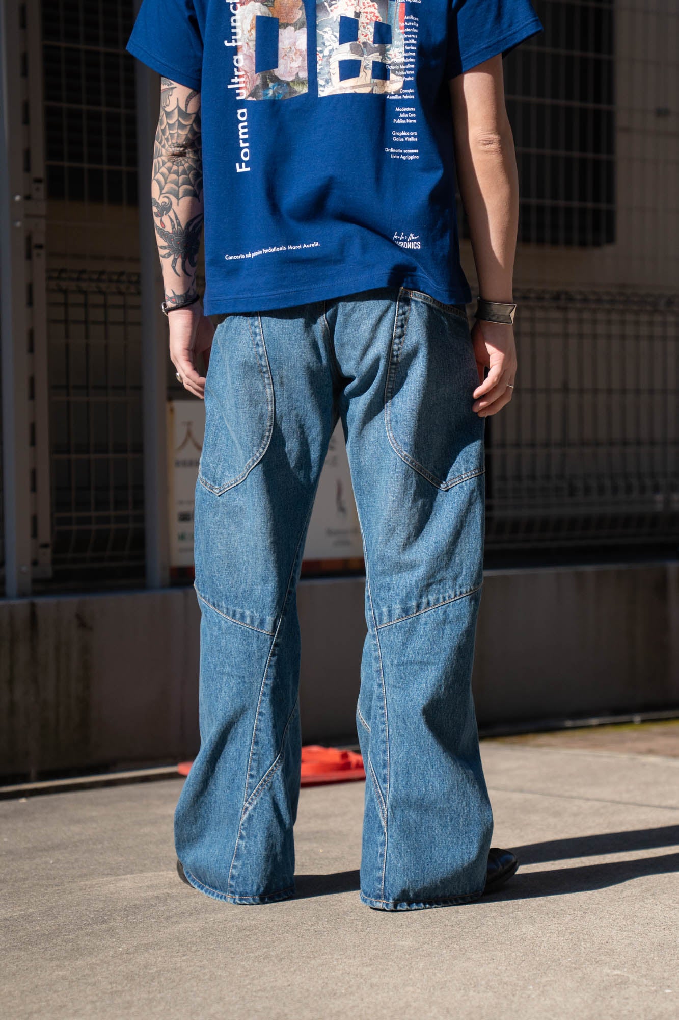 3D Cutting Denim Pants