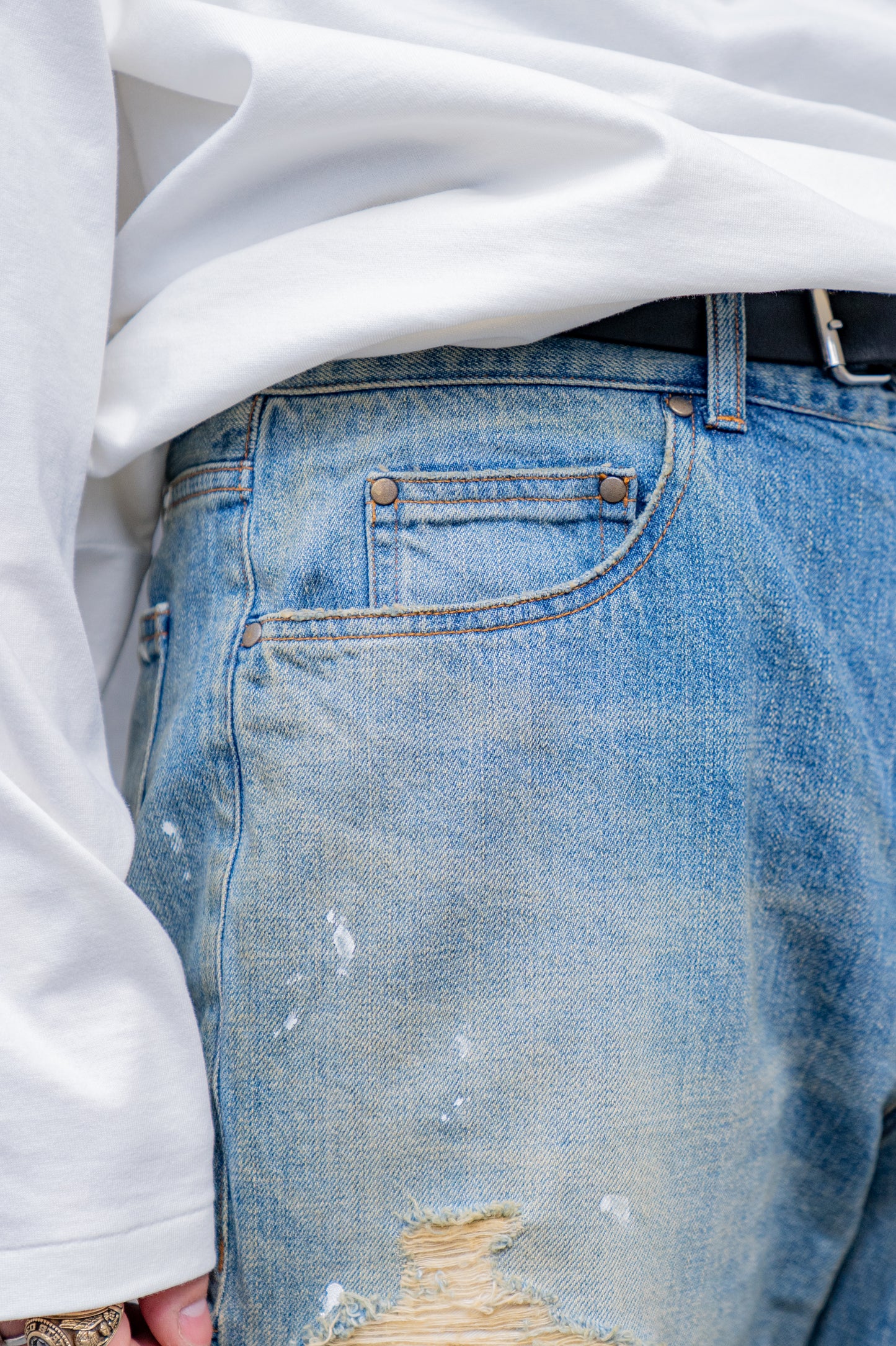 Organic Cotton Denim Pants*Crashed