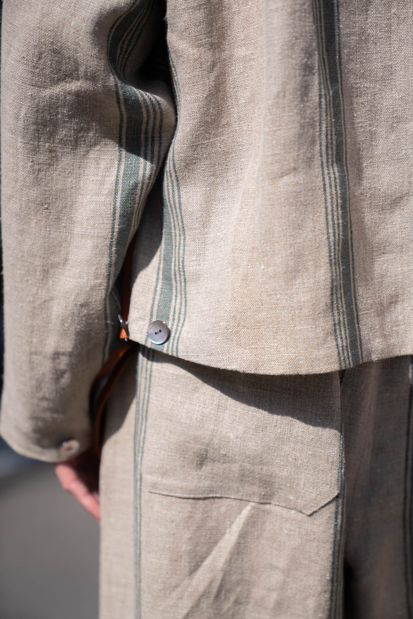 FLLOWER SAK LINEN STRIPE JACKET