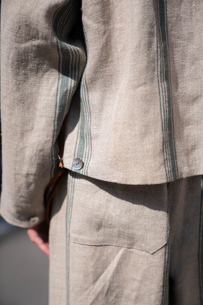 FLLOWER SAK LINEN STRIPE JACKET