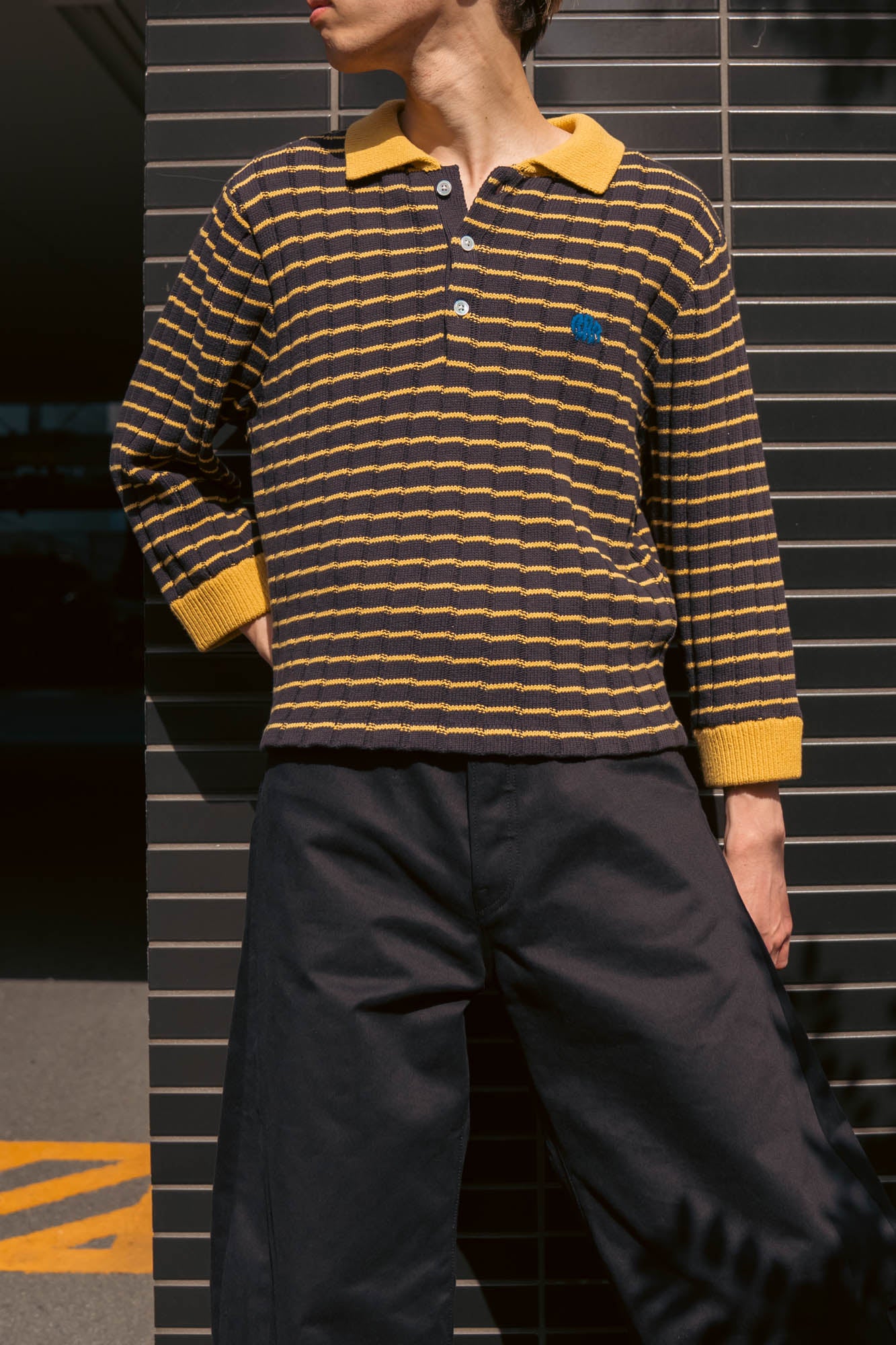 KNITTED CROPPED POLO SHIRT