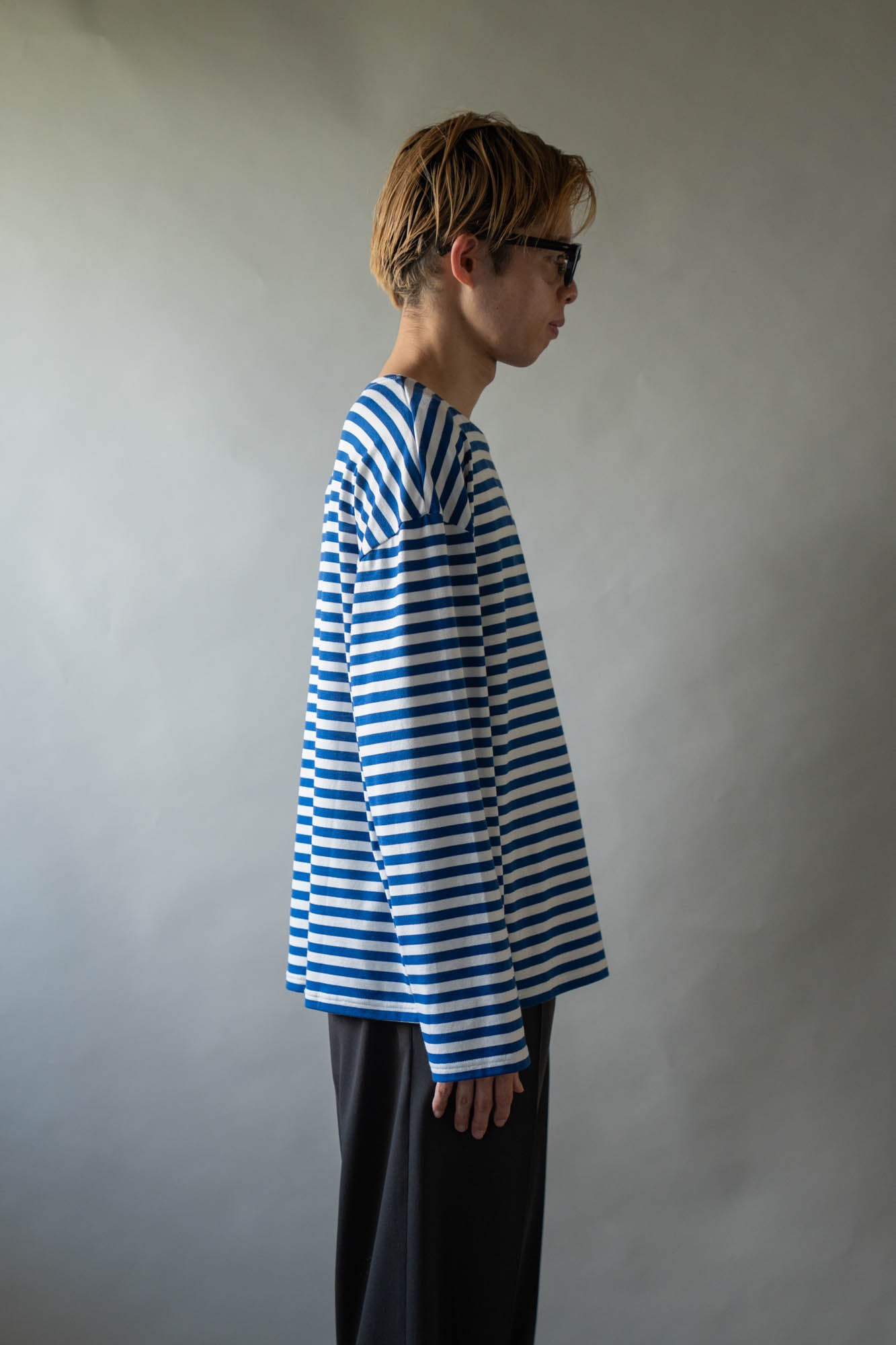 BORDER LONG T SHIRT