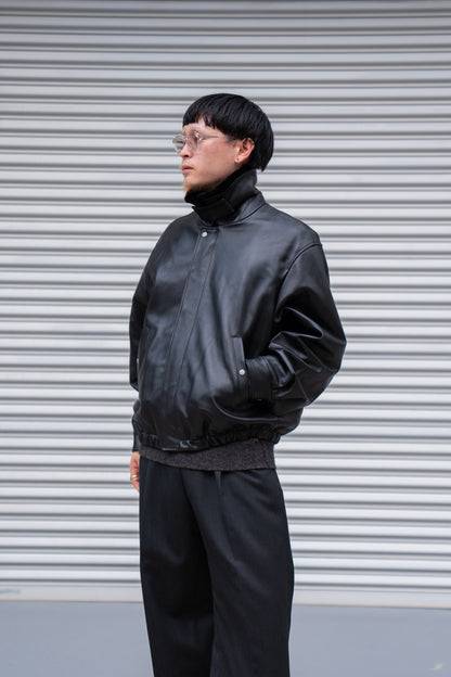 MOUTON COLLAR SHEEP LEATHER ZIP JACKET(ST.1216)