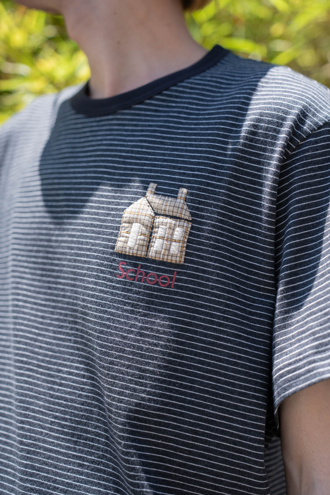 Hand-Embroidered Stripe T-Shirt