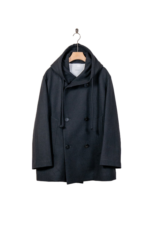 Wool Melton Peacoat with Hood