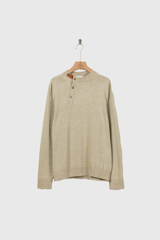 LEATHER TAB KNIT PULLOVER