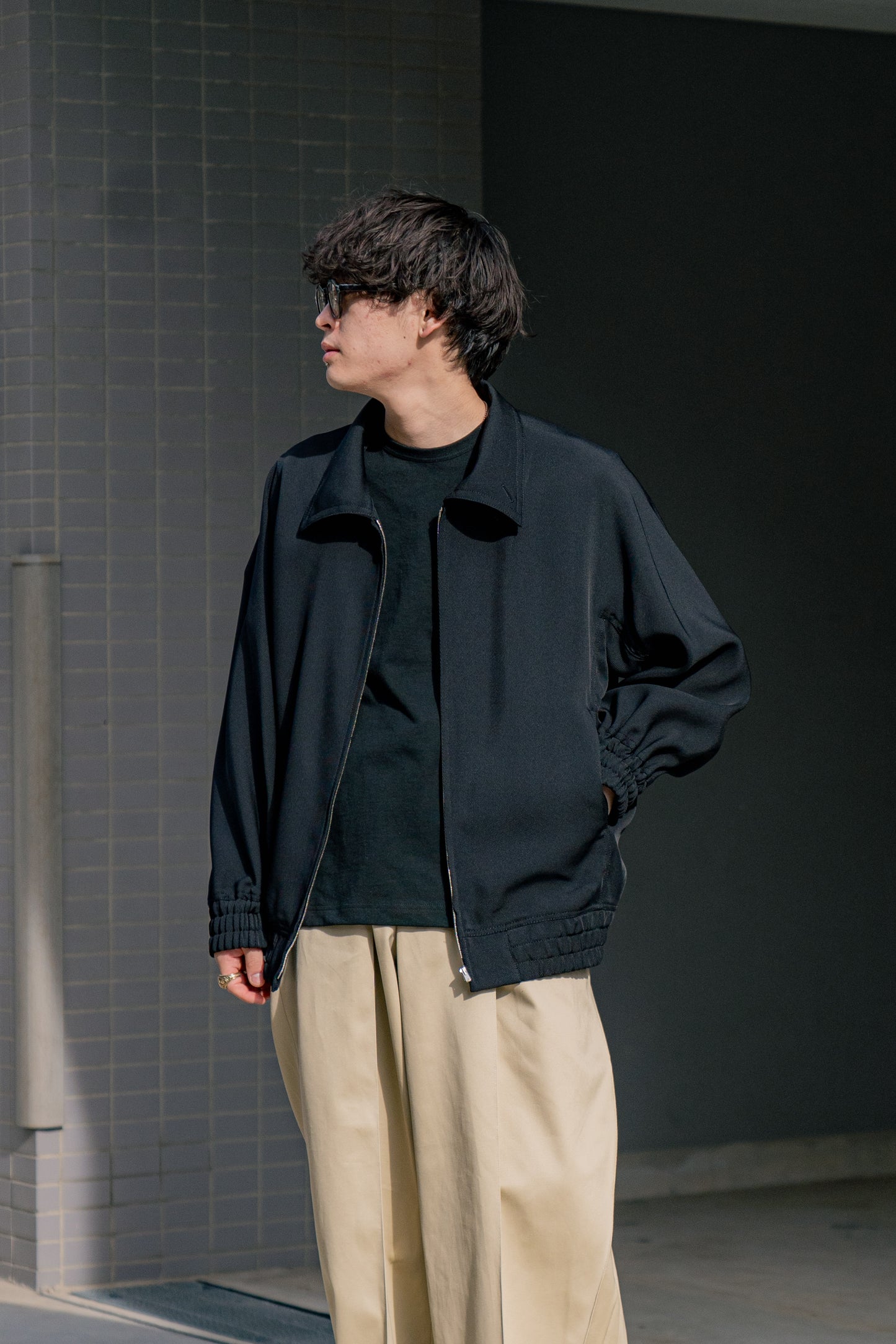 ZIP-UP BLOUSON IN RAYON TRICOTINE