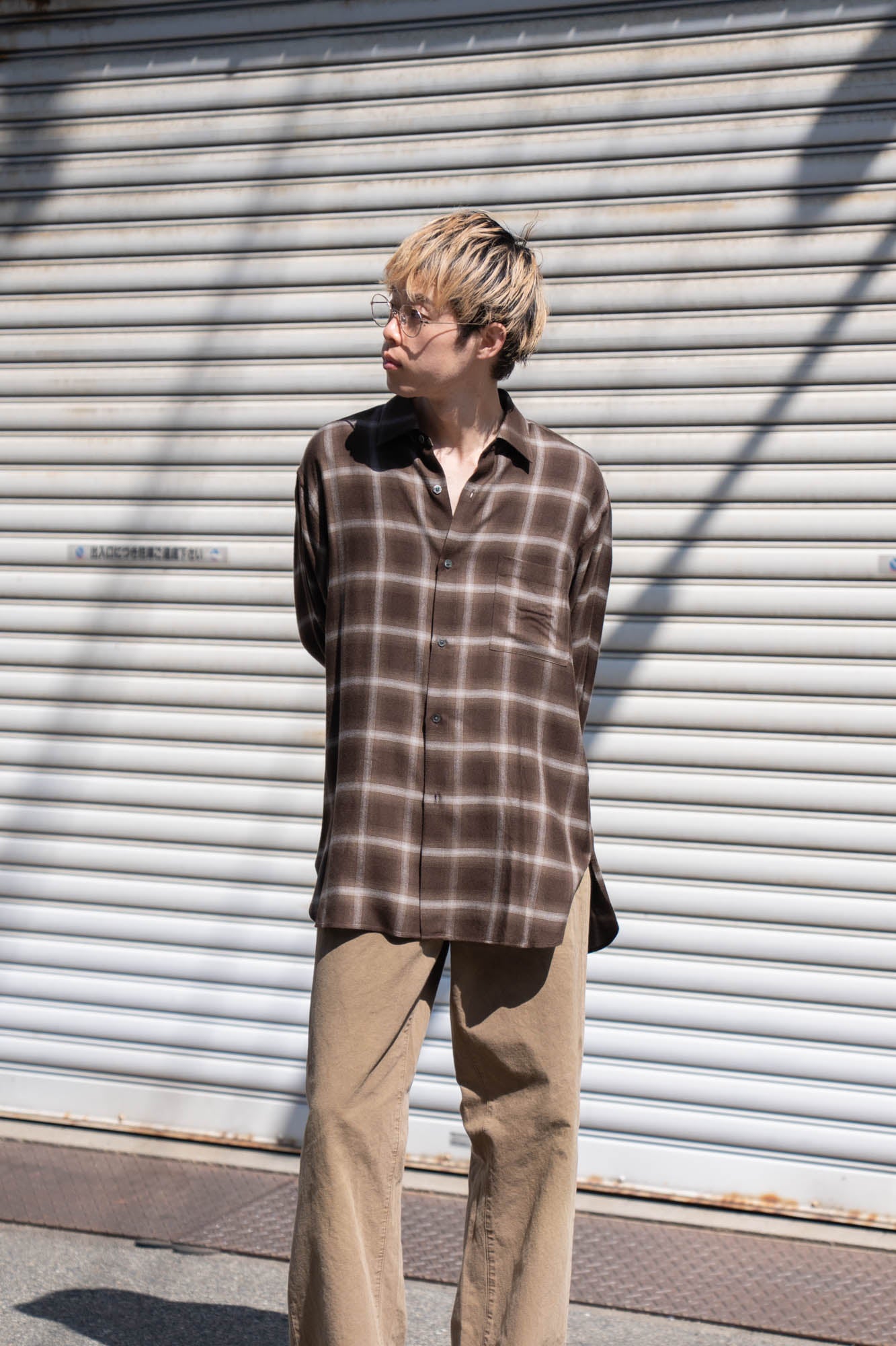 LY/VIS CHECK OVERSIZED LS SHIRT(ST.1461)