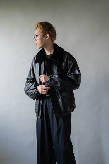 MOUTON COLLAR CALF ZIP JACKET(ST.1549)