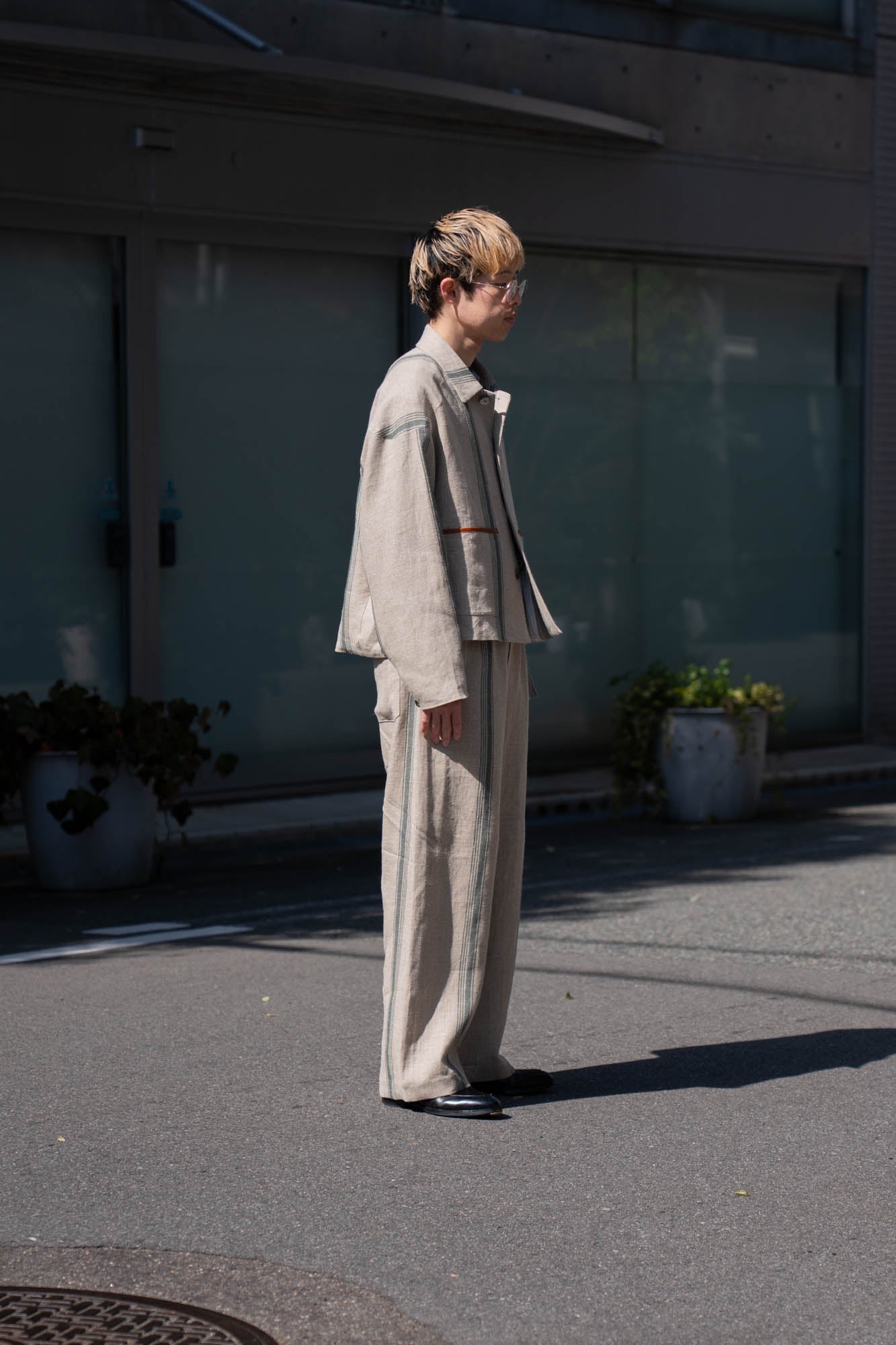 FLLOWER SAK LINEN STRIPE JACKET