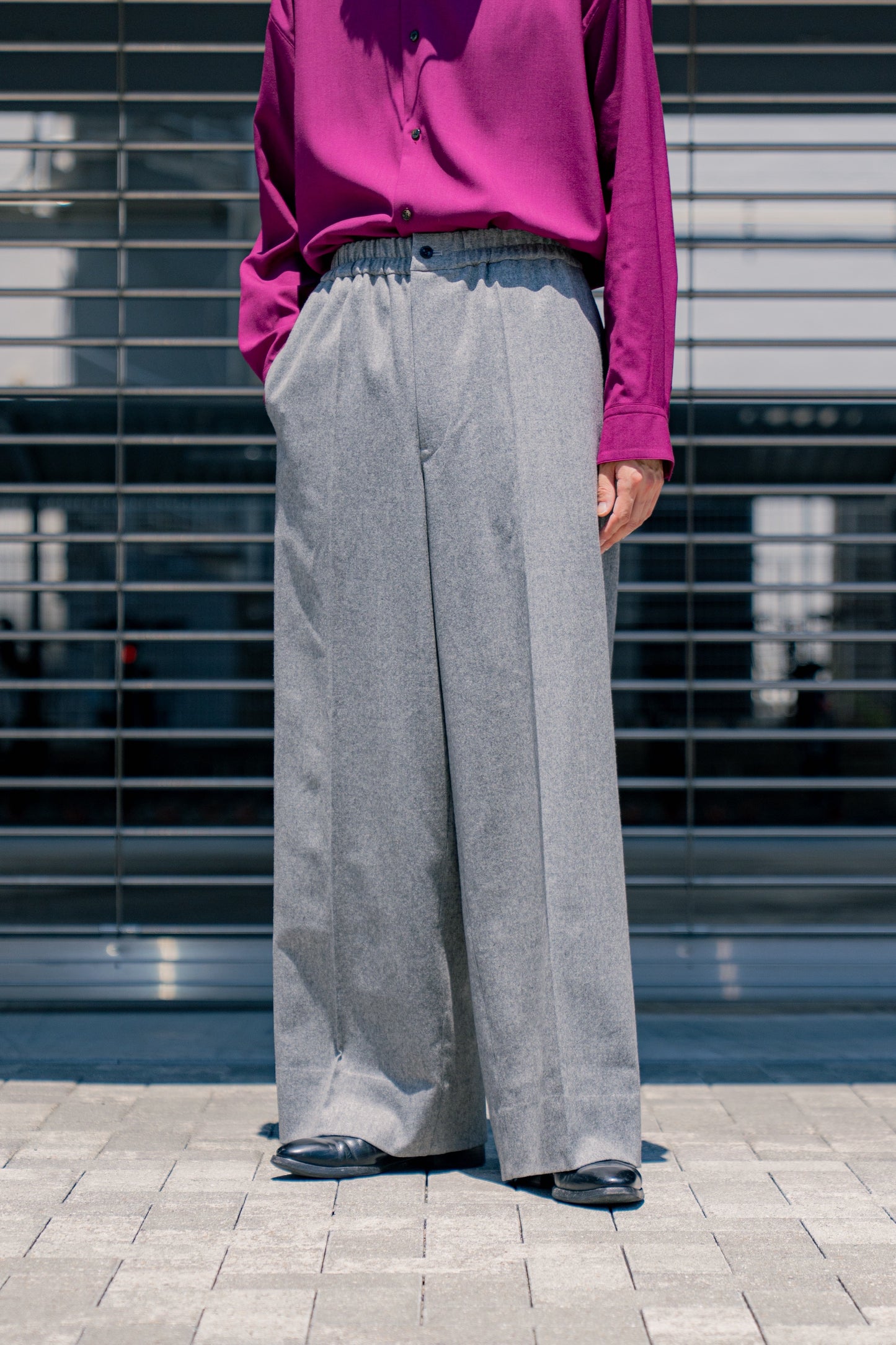 WOOL FRANNEL EASY TROUSERS