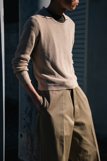 Roll Up Patched Knit in Marcerized Cotton