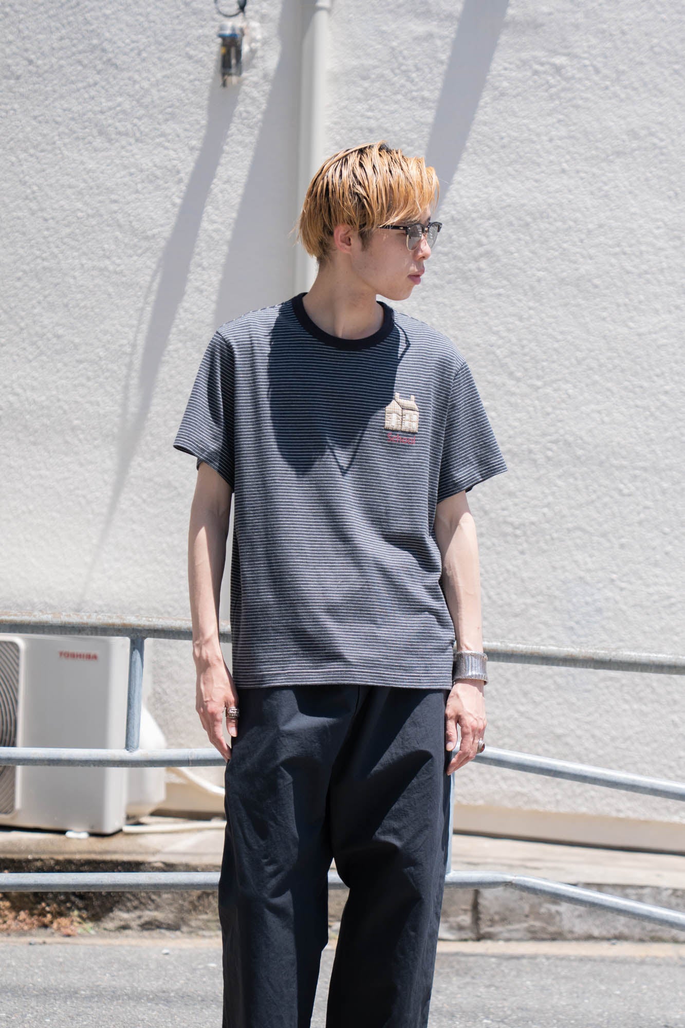 Hand-Embroidered Stripe T-Shirt