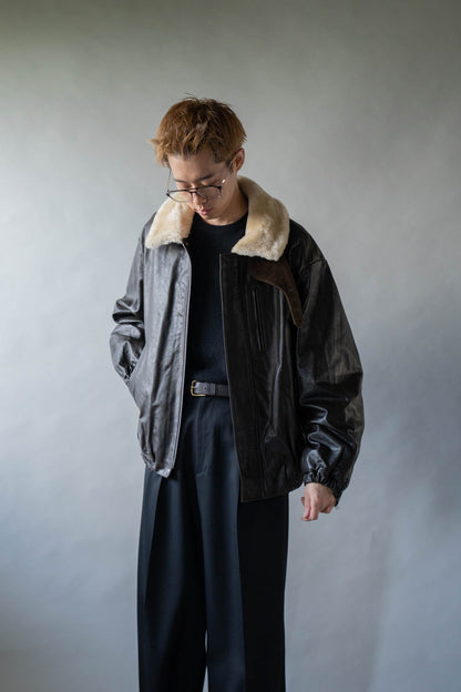 MOUTON COLLAR CALF ZIP JACKET(ST.1549)