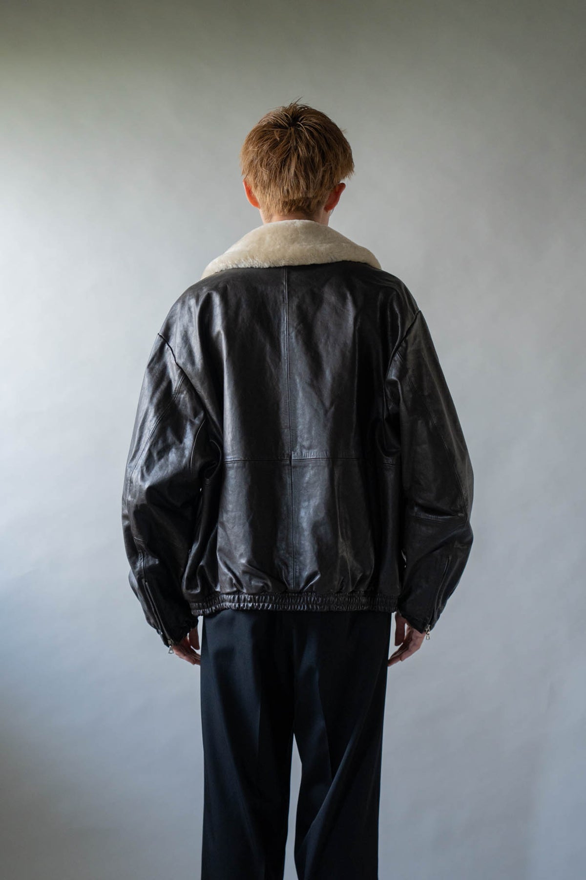 MOUTON COLLAR CALF ZIP JACKET(ST.1549)