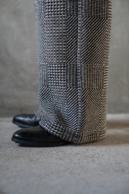 Knitted Tweed Check Trousers