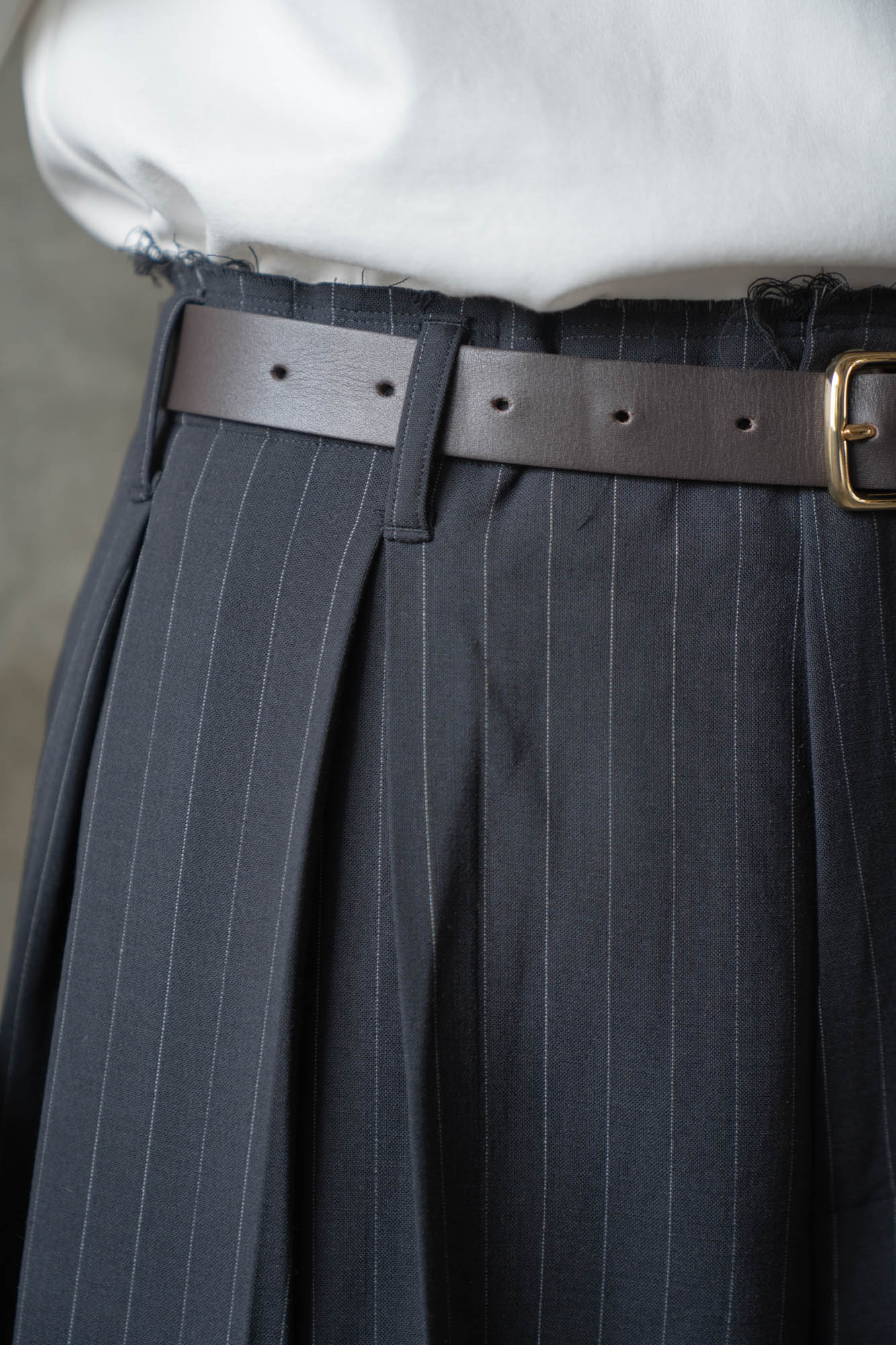 Pleats bonded wool pants