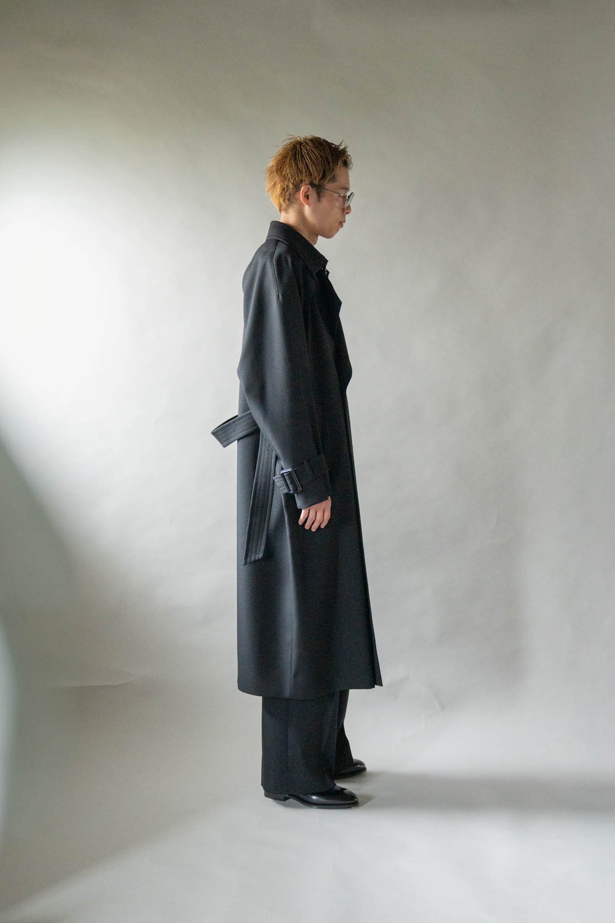 Wool Gabardine Trench Coat In Black