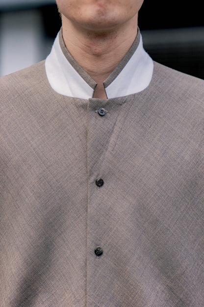 OVERSHIRT WITH NOTCHED LAPEL IN WOOL TROPICAL