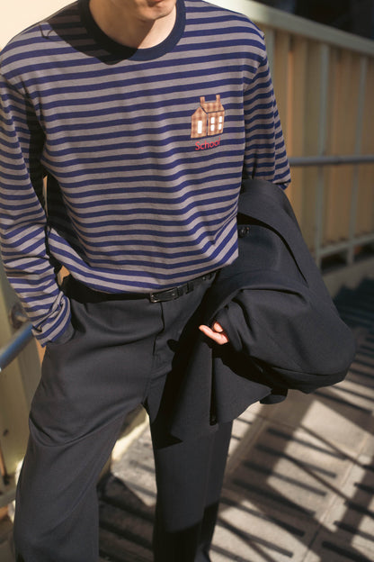 sign別注 Hand-Embroidered Stripe Long Sleeve T-Shirt