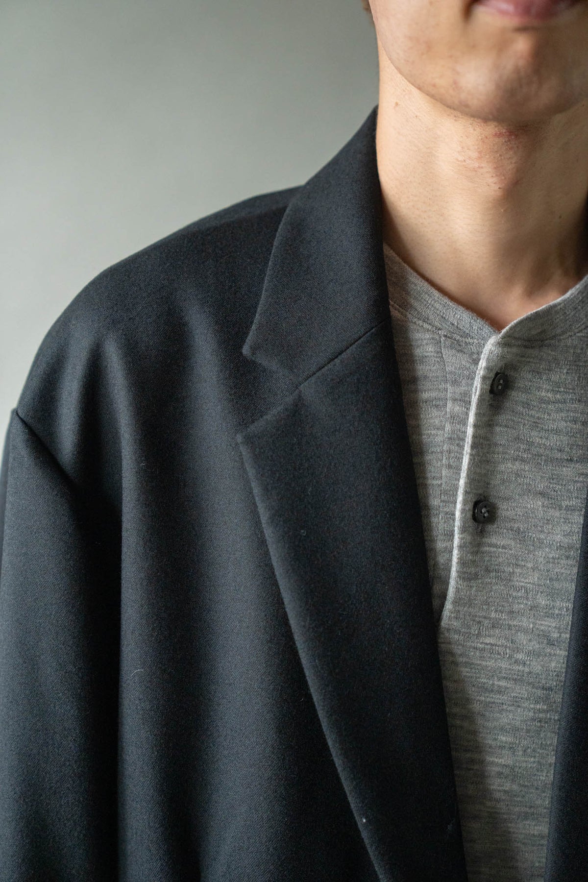 WOOL FLANNEL OVERSIZED SINGLE BREASTED JACKET(ST.1593)