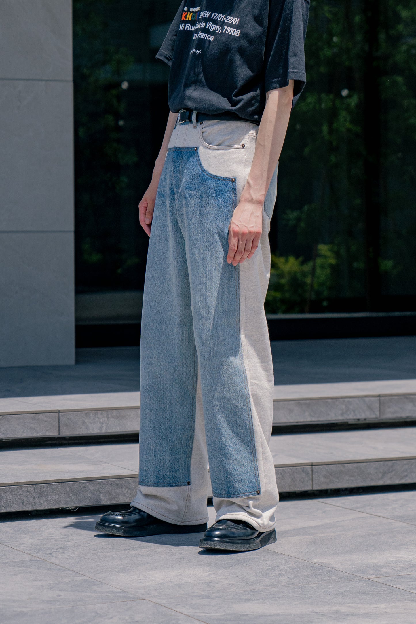 Denim patched swat pants